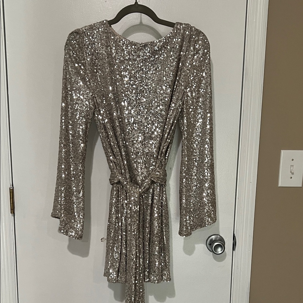 Gianni Bini Shimmering Silver Sequin Dress